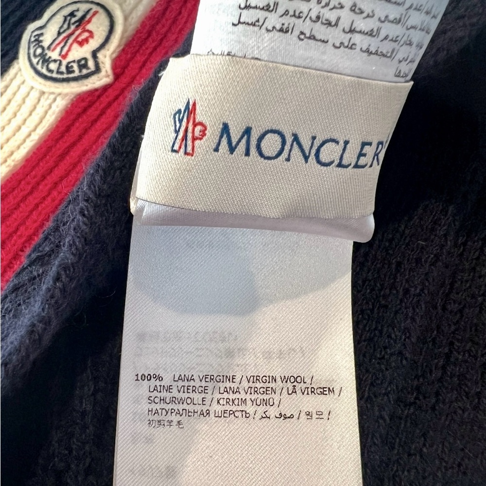 Moncler NWT Tri Color Scarf Unisex Virgin Wool Fringe - Picture 6 of 6